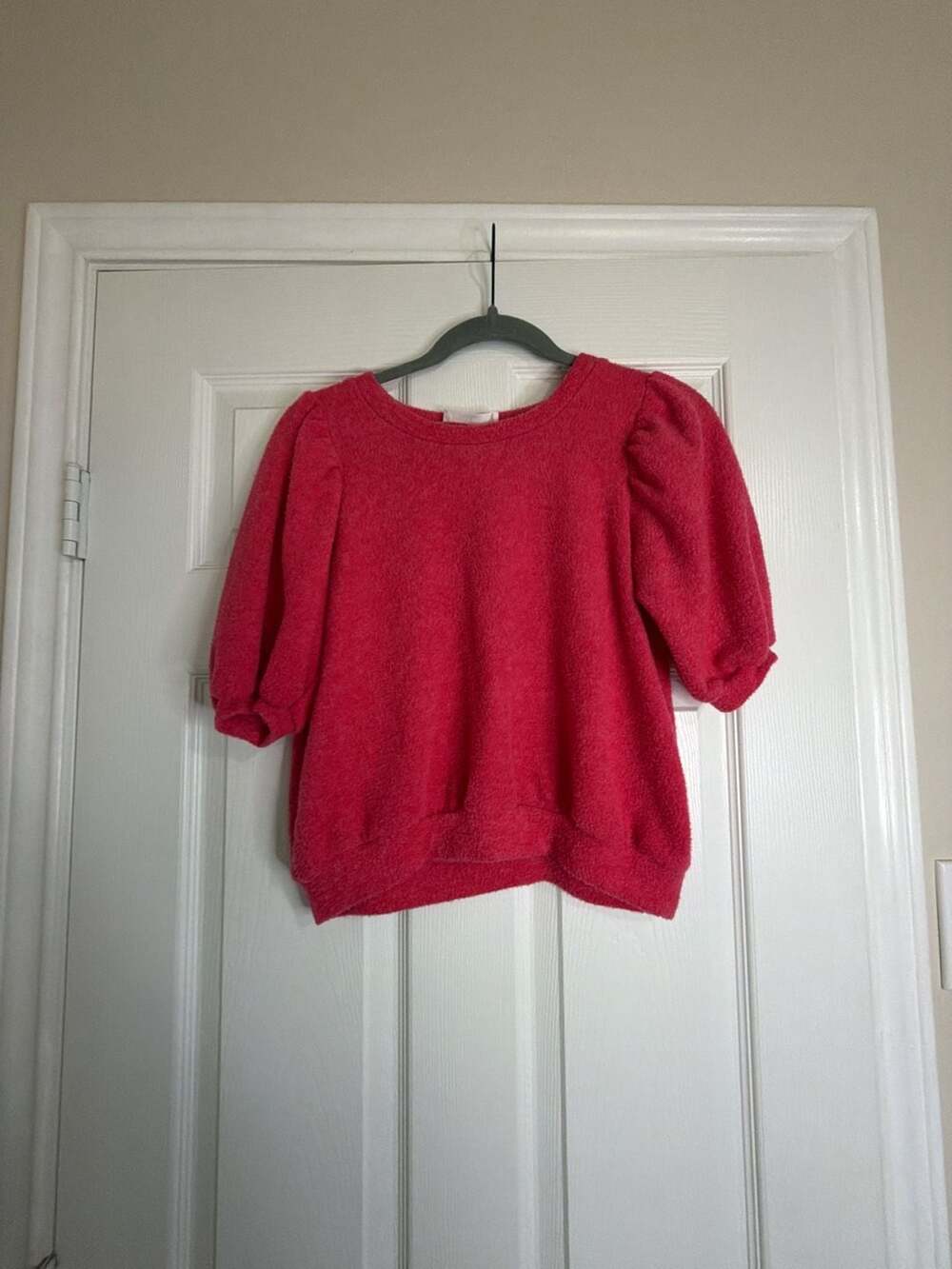 Zenana Pink Puff Sleeve Sweatshirt Size S